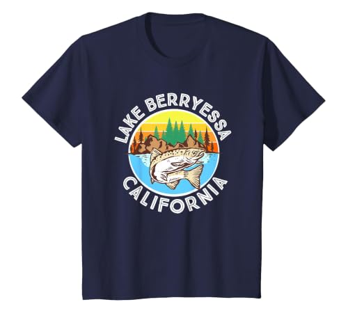 Vintage Lake Berryessa California T-Shirt, Youth, Navy Blue, Large