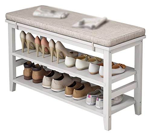 Banc à chaussures bois massif design géométrique d'exception pour entrée et chambre