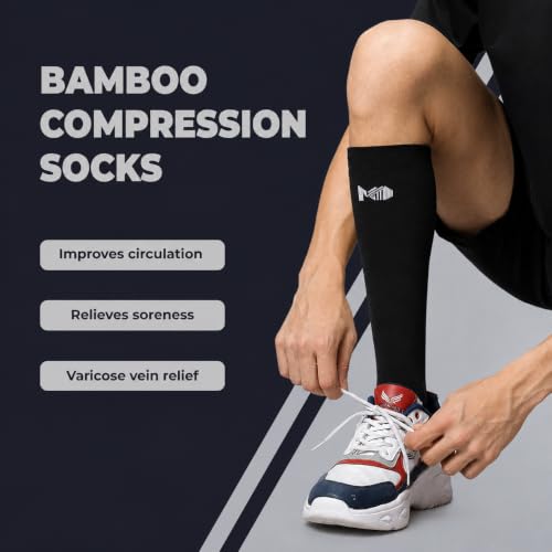 Image of Mint & Oak Bamboo Compression Socks For Men & Women, Sports Socks - Odour Free & Superior Grip, Running, Hiking, Cycling, Boosts Blood Circulation & Recovery
