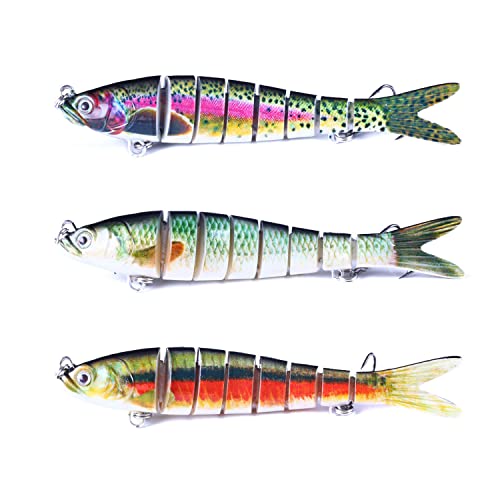 Atibin Multi Jointed Fishing Lure Bass Slow Sinking Swim Bait Bass Bionic Saltwater Fishing Lures Freshwater Realistic Topwater Set A5-5.4",0.92Oz #TOP9