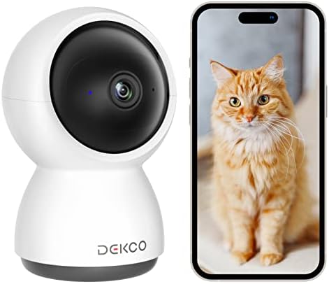 DEKCO 2K Security Camera Indoor, Baby Monitor Pet Camera 360-Degree for Home Security, WiFi Home Indoor Camera for Baby / Pet, Motion Tracking, Night Vision, 2 Way Audio, Compatible with Alexa