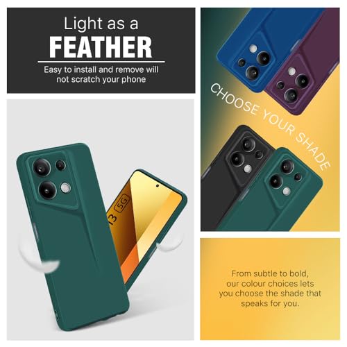 Image of WOW IMAGINE Slim Back Cover for Xiaomi Mi Redmi Note 13 5G | Blade Series Ultra Thin Case with Lightweight Design | Camera Protection | Soft Matte Silicone Flexible Mobile Case - Green
