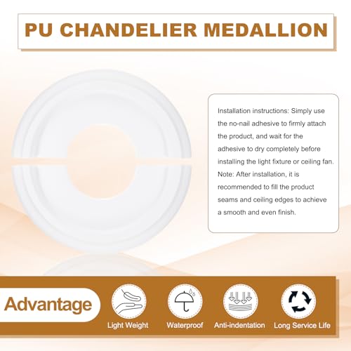 PATIKIL Deckenmedaillon, 10\ OD x 4\ ID PU Dekoratives Deckenleuchten-Medaillon Kronleuchter-Medaillon Split-Deckenleuchten-Abdeckplatte für Deckenleuchtenventilatoren, Weiß