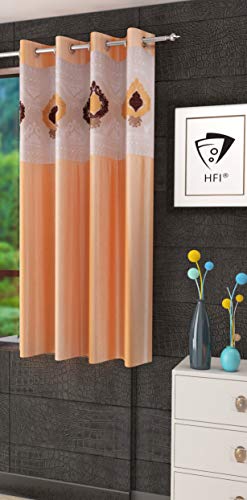 Image of LaVichitra Polyester Window Curtain with Designer Net (5ft, Beige) -1 Piece