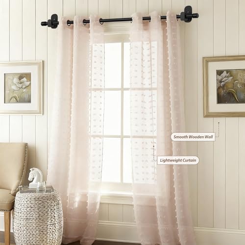 Curtain Rods No Drilling 32 to 86 Inch, HOTOZON 5/8 Inches No Drill Curtain Rods for Windows 55 to 82 Inches(4.5-6.8 ft), Renter Friendly Adjustable Small Drapery Rod for Lightweight Curtains, Black