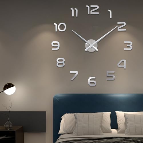 Horloge murale, autocollant, horloge murale moderne, sans cadre, horloge murale 3D, chiffres romains, autocollant miroir, art, décoration d'intérieur, bricolage,...