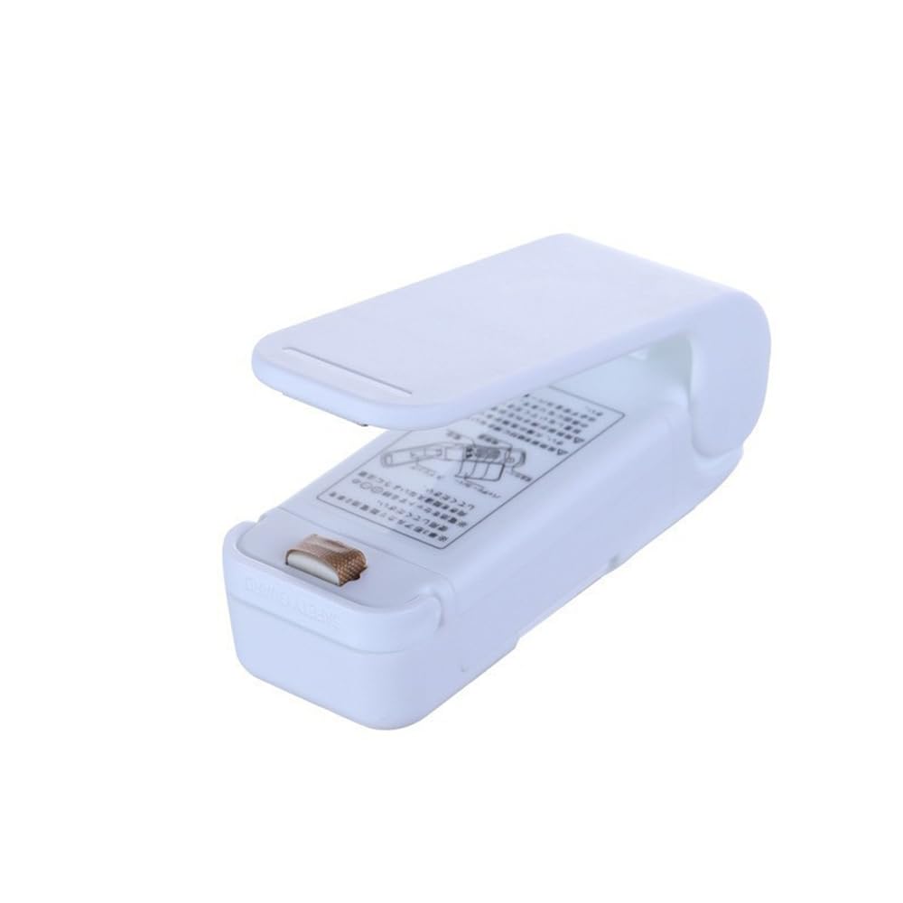 Mini Bag Sealer for Plastic Bags, Portable Handheld Heat Sealing Machine, Snack Bag Resealer with AA Battery Powered Design, Small Kitchen Gadget for Home Travel,White