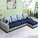 Casaliving Rolando 6 Seater L Shape Sofa Set for Living Room (Dark Blue & Grey Fabric) (RHS)