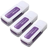 オーディオファン USB2.0 4in1 多機能カードリーダー SD TF マイクロSD メモリースティック メモリースティックマイクロ 対応 3点セット (紫)