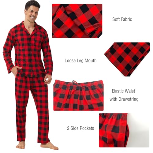 LANBAOSI Mens Pajama Pants Lightweight Soft Plaid Lounge Sleep Pants Sleepwear PJ Bottoms with Pockets4