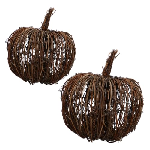 NOLITOY 2pcs Halloween Table Decorations Pumpkin Home Decor Room Decor Table Ornament Home Supplies Party Favors Halloween Table Accent 15c Household Artificial Rattan Iron Wire