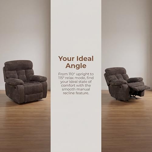 Image of Oversized Recliner Chair, Manual Corduroy Lazy Boy Recliner with Home Theater Seating, Breathable Living Room Reclining Chair for Adults Reading, Gaming, Relax, Brown
