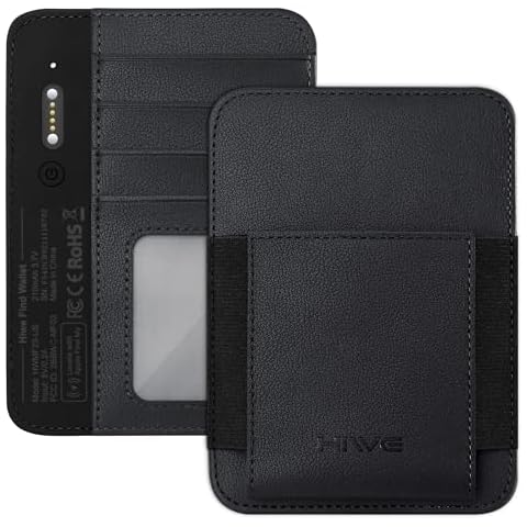 HiWe Passport Holder with Rechargeable Find My Tracker Built in, Minimalist Leather Passport Wallet Card Holder for Men and Women, RFID-Blocking, 4 Card Slots, 1 Side Pocket, ID Window, Black Cover