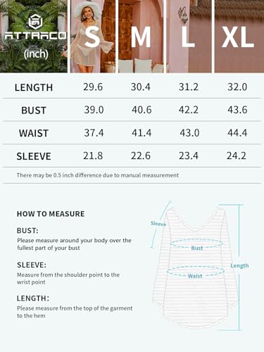 ATTRACO Beach Coverups for Women Beach Cover Up Crochet Dress Bikini Cover Up Solid Color Beach Shirt See Through Dress Beach Cover Ups White - Image 6