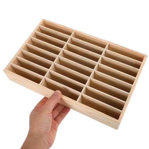 Boîte de rangement en bois à compartiments beige pour bureau - 5