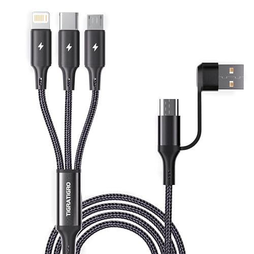 [ Compatibile con ricarica e trasferimento dati ] Il cavo di ricarica rapida USB multiplo 4 IN 1 supporta fino a un massimo di 2 A, che può caricare i tuoi 3 dispositivi più velocemente contemporaneamente,L'interfaccia Lightn-ing supporta la trasmissione dei dati.【Nota】Micro e USB Tipo C non supportano la trasmissione dei dati