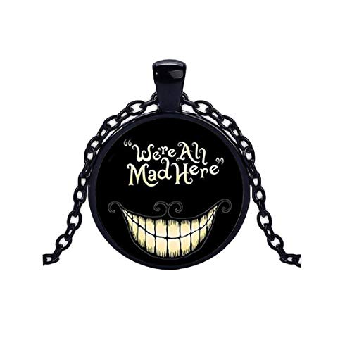 We're All Mad Here Necklace, We're All Mad Here Quote Pendant, Litry Quote Jewelry, Quote Necklace, Cat. Pendant