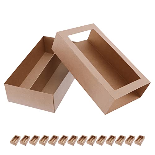 BAKIPACK 15 Macaron Boxes, Macaron Gift Box for 12 (Interior Measurement 7.3×4.2 ×1.9 Inches), Macaron Packaging Boxes with Clear Window Kraft without Macarons inside