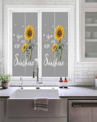 Vinilo decorativo para ventana con diseño de girasoles y privacidad, 19.6''x39.3'' miniatura 2