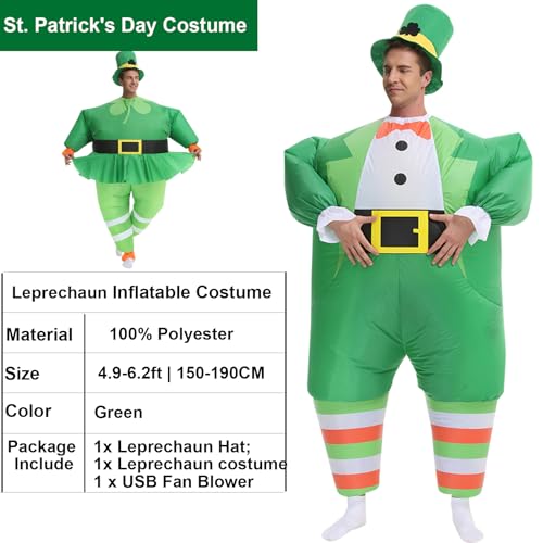 ZISUEX St. Patrick's Day Inflatable Costume Leprechaun Costume Adults Leprechaun Inflatable Costume Blow Up Suit by ZISUEX - Image 3