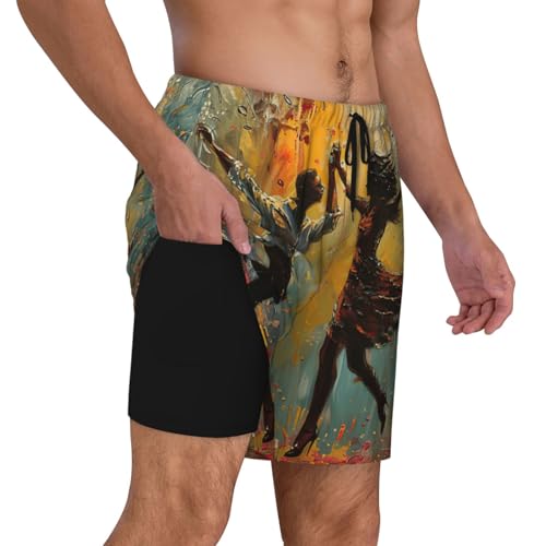 Dance with Music Print Men Stylish Functionality Swim Trunks Breathable Beach Shorts Surfing Gym Fishing3