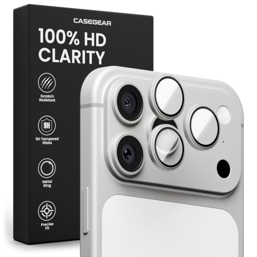 Image of CASEGEAR Clear Pro Camera Lens Protector Compatible With iPhone 17 Pro | HD Clarity | Scratch Resistant | Complete Coverage | Easy Installation | Silver