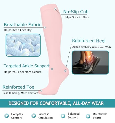 Image of 8 Pairs Compression Socks for Women & Men,Support Compression Stockings for Medical Running Athletic