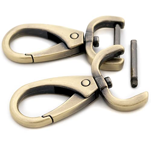 4 PCS Detachable Swivel Hooks Snap Hook, Heavy Duty Metal Push Gate Swivel Lobster Clasp Keychain Clip Purse Making Accessories (Brushed Brass,1")