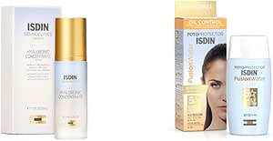 ISDIN Isdinceutics hyaluronic concentrate, serum facial ligero y ultrahidratante, con acido hialuronico - 30ml + Fotoprotector Fusion Water SPF 50, Protector Solar