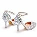 Royal Blue Rhinestone Sandals Thin High Heels Pointed Toe Sandals Blue Crystal Heels Shoes Fashion High Heel Shoes (41 M EU / 9 B(M) US, AB Color, numeric_9)