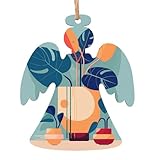 Blau-orangefarbener Schildkröten-Bambus, gemustert, Engel-Form, Holzornamente, 6-teiliges Set, geeignet zum Dekorieren von Weihnachtsbäumen, Türen und Fenstern