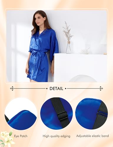 Image of MORFORU Women Bride Bridesmaid Silky Satin Kimono Robe Solid Color Sleepwear for Wedding Party Getting Ready, Short
