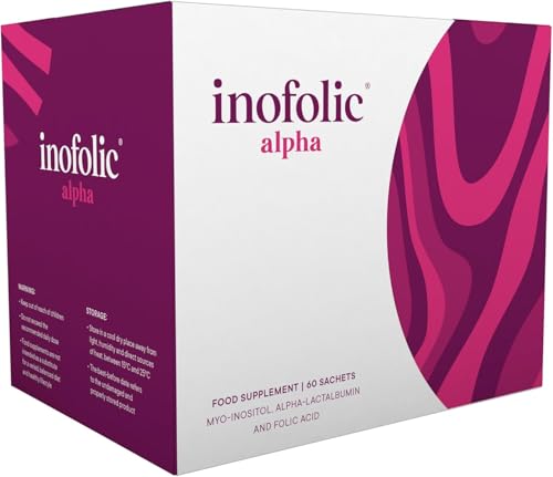 Inofolic Alpha 4000mg Myo-Inositol PCOS Supplement for Women Hormonal Balance Fertility & Ovulation Support 100mg Alpha-Lactalbumin 400ug Folic Acid 30 Sachets