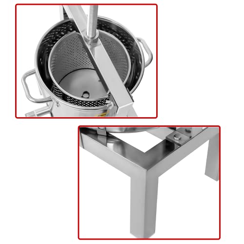 Fetcoi 10 Liter (2.6 Gallon) Stainless Steel Fruit Press, Cider, Wine, Grape, Apple Press, For Apple Cider, Wine And Juice Making #TOP6