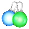 SerDa-Run 2 pcs LED Dog Collar Light, Light Up Dog Collars Tag, Clip-on LED Dog Tag Light for Dog Collar, 3 Light Modes Dog Lights for Night Walking & Camping, Blue+Green