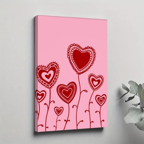Impressions sur toile Amour rose avec cadre grand tableau décoration murale salon