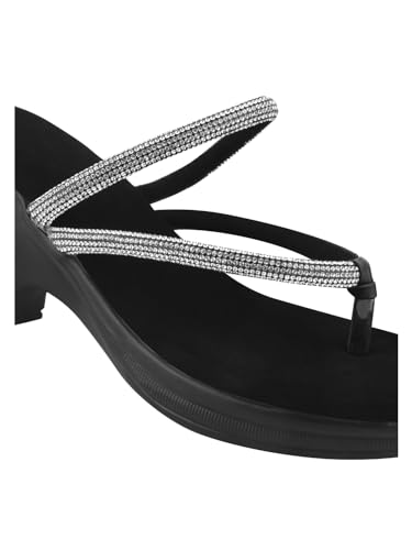 Image of TRYME Gorgeous Wedge Slip On Sandal Embellished Rhinestones Strap Platform Party Heels For Womens & Girls