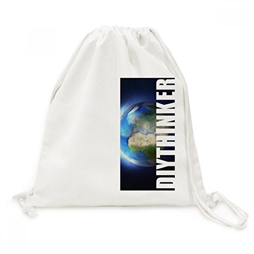 Sac à dos cordon Bleu Blanc Planète Terre en toile pour le shopping et voyage