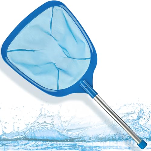 FEED GARDEN Hot Tub Pool Skimmer Spa Net with 12 Aluminum Pole 11 x25 Blue Mesh 6-Inch Deep for Small Above Ground Pools Pick Up Fine Debris Lightweight Leaf Net
