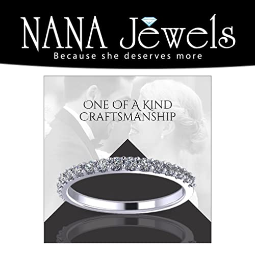NANA Jewels Simulated diamond Wedding Band/Anniversary Ring Cubic Zirconia Silver Half Eternity Stackable4