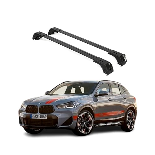 Erkul Roof Rack Cross Bars for BMW X2 2024-2026 | Anti-Theft Lock Aluminum Crossbars for Rooftop, Cargo Carrier, Luggage, Kayak, Canoe, Bike | Black