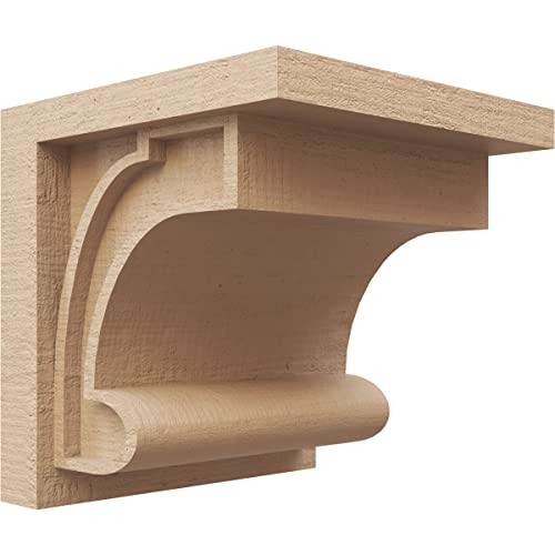 10"W x 10"D x 10"H Wide Alma Rough Cedar Woodgrain TimberThane Corbel, Primed Tan