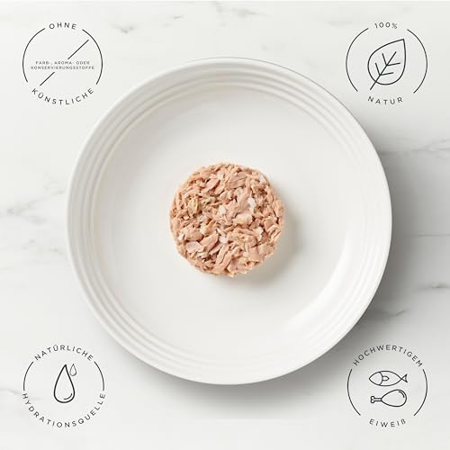 Encore 100% natürliches Premium Nassfutter für Katzen mit saftigem Thunfisch und Pazifikkrabben in Brühe - Packung mit 16 x 70g Beuteln