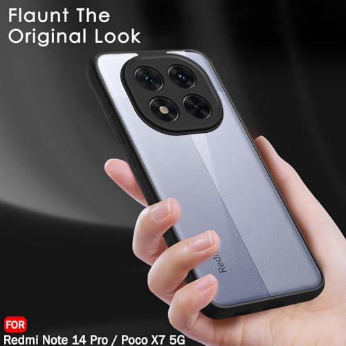 Image of TheGiftKart Hybrid Shockproof Back Cover Case for Mi Redmi Note 14 Pro /Poco X7 5G | Camera Protection Module | Crystal Clear Hard Back Cover Case (PC & TPU, Transparent Clear Back, Black Sides)