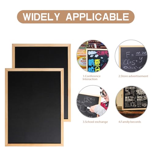 2 Stück A3 Kreidetafel mit Holzrahmen, 30 x 40 cm Kreidetafel zum Beschriften Abwischbare Tafel mit Schafsnägel und Hanfseil zum Aufhängen Memoboard für Büro Küche Bar Schule Schwarz