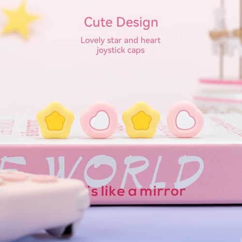 GeekShare Cute Silicone Joy Con Thumb Grip Caps, Joystick Cover Compatible with Switch/OLED/Switch Lite,4PCS - Cream Heart - Image 3