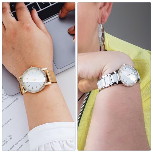 Image of UKCOCO Stylish Silver Watch Bezel Ring with Rhinestone Decoration for Men Women Smartwatch Accessories Replacement 1.57In Diameter