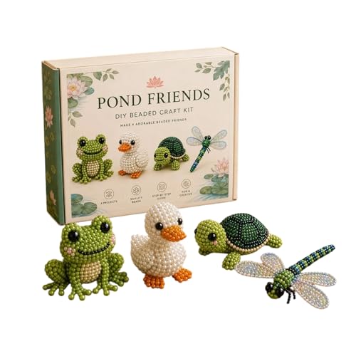 HYYGOCCTV 4Pcs Animal Bead DIY Tiny 3D Beaded Kit Animals DIY Kit Designs Beaded for Beginner & Craft with Instructions (4Pcs-A)