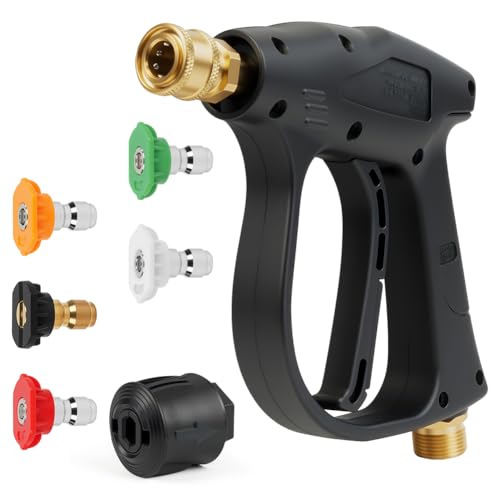 vsshe Hidrolimpiadora Inalámbrica, 4350PSI, Set de Pistola Hidrolimpiadora Inalámbrica con 5 puntas de boquilla de pulverización con conexión M22-14 mm | Juegos de limpieza para Kärcher K1-K7
