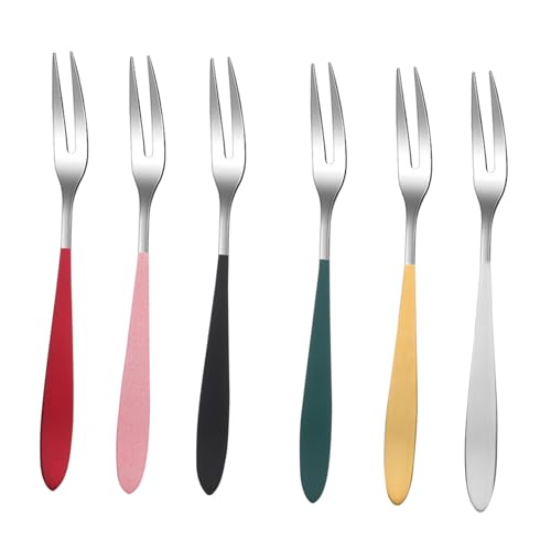 Alipis 6piezas Tenedores Para Fruta y Postre De Acero Inoxidable De Pequeño y Ligero Diseño Ergonómico Para Uso Cómodo Hogar Oficina y Fiestas Superficie Suave y Fácil De Limpiar